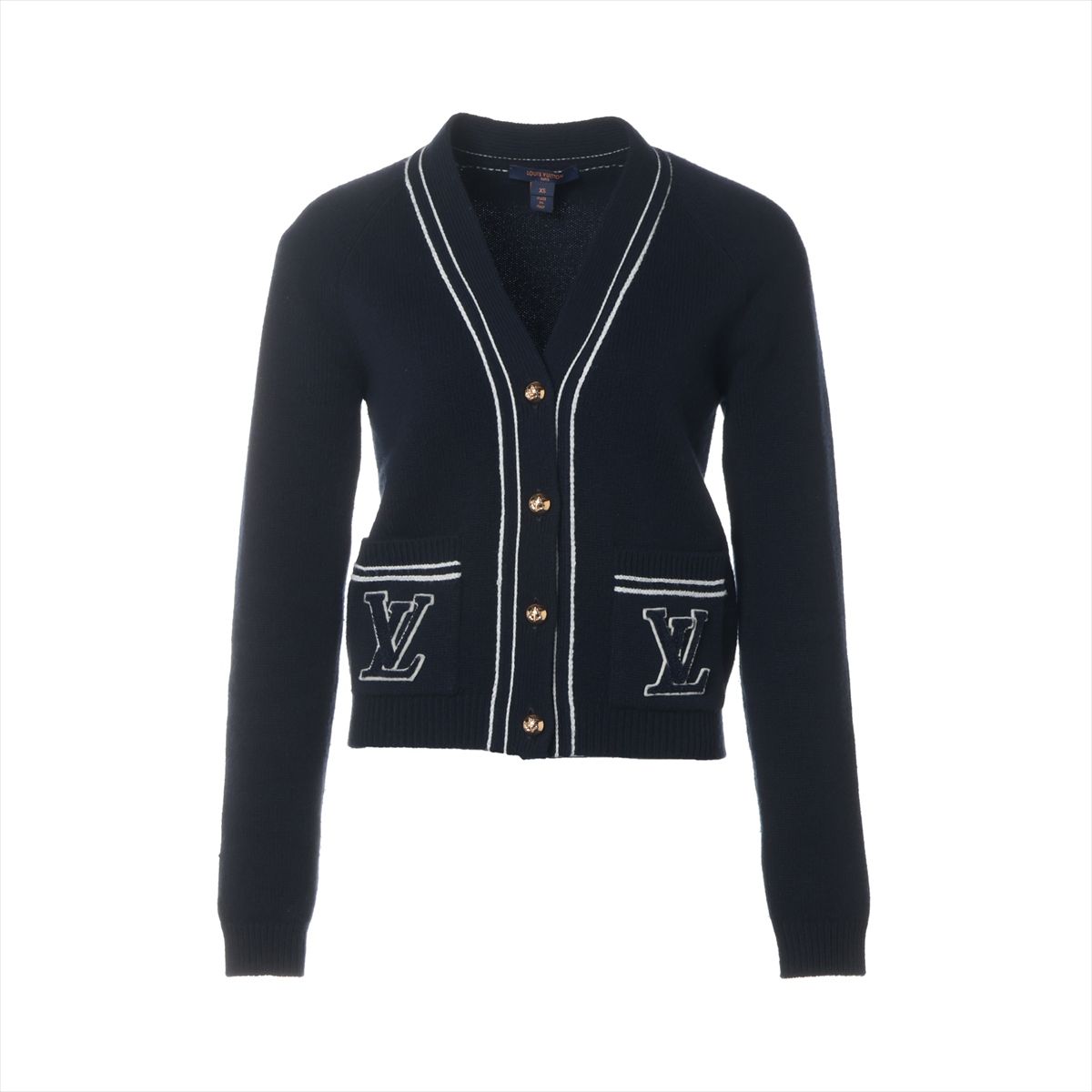 【中古】ヴィトン 26AW 羊毛×カシミール ジレー XS レディース 米国海軍×白いこと  RW262WW LVロゴタイプ 船掛かり 金名取り草