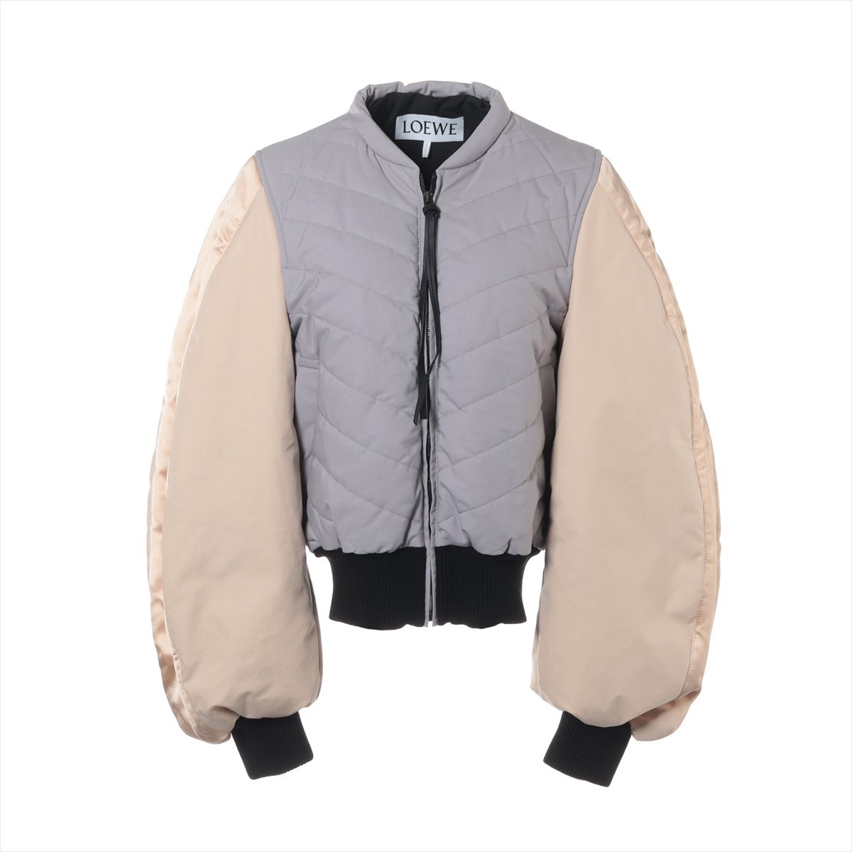 【中古】ロエベ アナ瓦 21AW 綿織物×人絹 ボンバージャケット 34 レディース パープル×ベージュ  S540Y02X33 サーキュラースリーブ えり巻き欠品