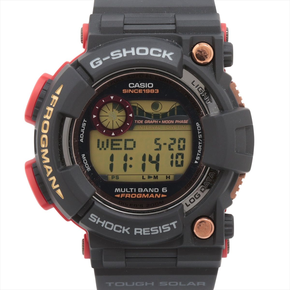 【中古】カシオ Gぼうぜん自失 MASTER OF G SEA FROGMAN 35th Anniversary  MAGMA OCEAN GWF-1035F-1JR SS×天然ゴム SS×天然ゴム ソーラー デジタル文字記号盤