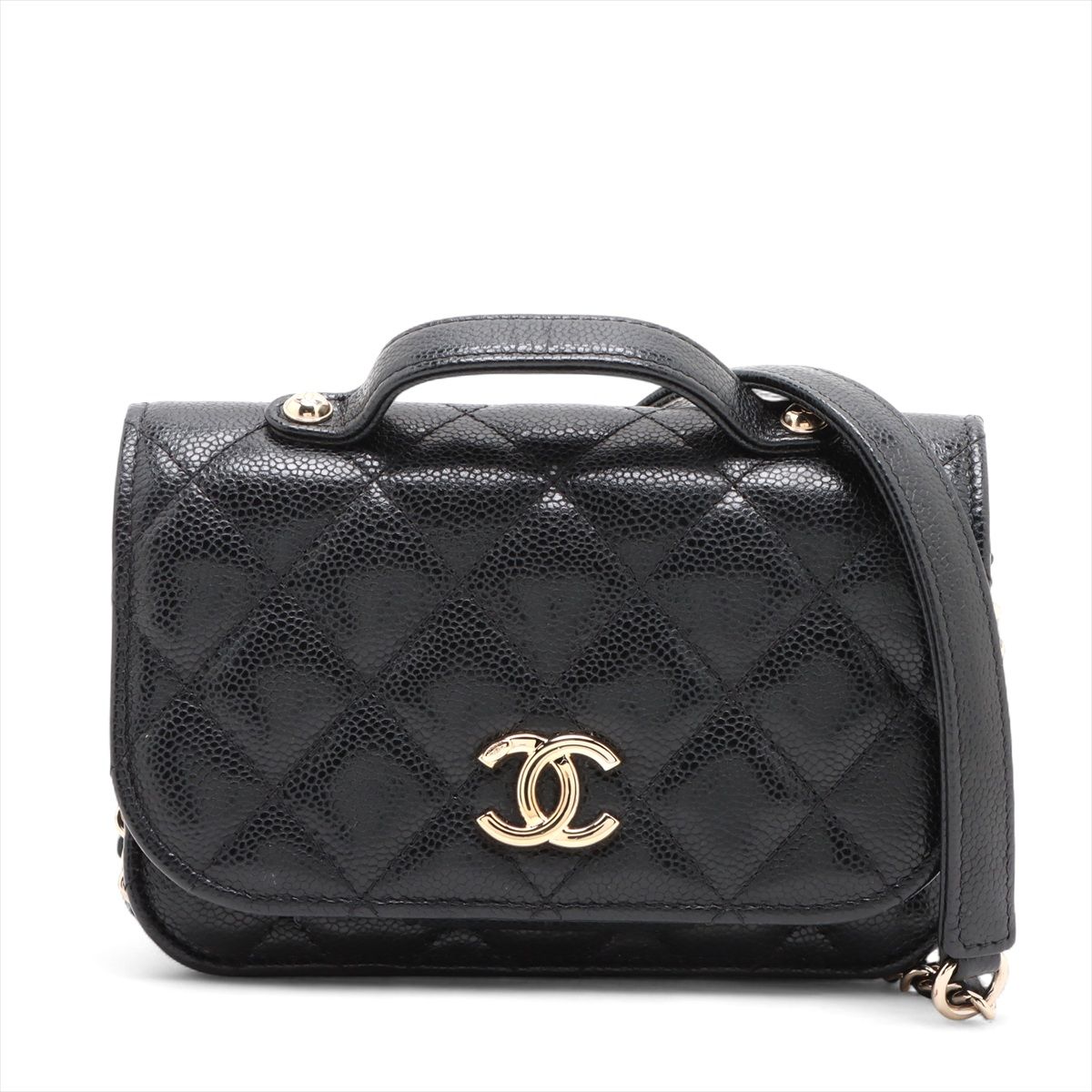 【中古】シャネル アフィニティ ミニ キャビアひと肌 2WAYショルダーバッグ 黒いこと ゴールド金具 手当たり次第禾穀類 AP2914