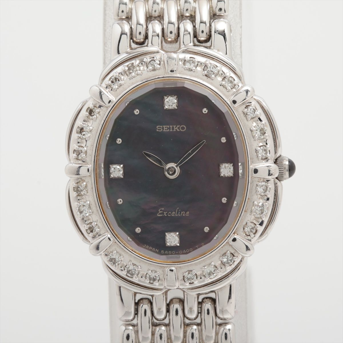 【中古】セイコー エクセリーヌ 5A50-5190 SS SS QZ 黒いこと甲殻文字記号盤