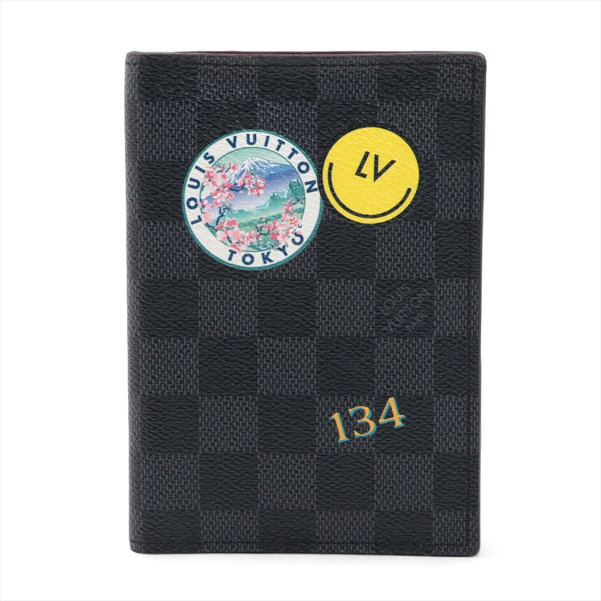 【中古】ヴィトン ダミエグラフィット クーヴェルテュールパスポール 型番曖昧模糊たる 黒いこと×赤いこと 旅行免状容れもの RFID化学反応あり