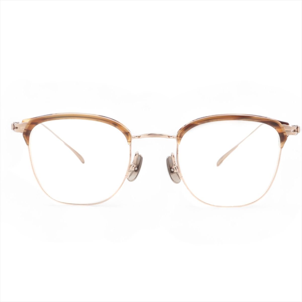 【中古】先だつものメガネ 眼鏡 47□21 チタン ゴールド KM-31