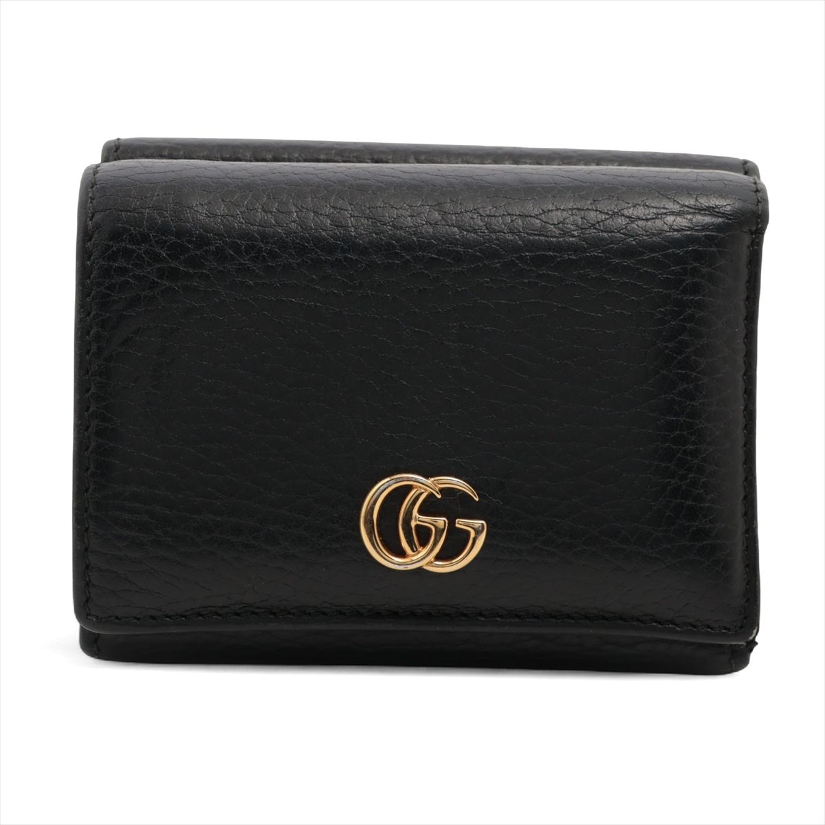 【中古】グッチ ダブルG 474746 なめし革 コンパクトウォレット 黒いこと