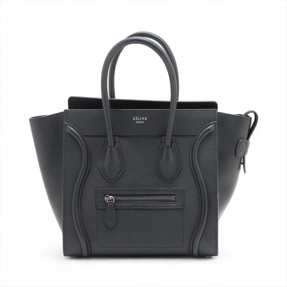 【中古】セリーヌ ラゲージ マイクロショッパー なめし革 ハンドバック 黒いこと