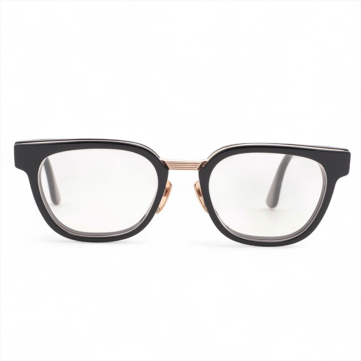 【中古】クロムハーツ 眼鏡 可塑性物質 52□21-152 黒いこと×ゴールド DUCK BUTTER ダガーテンプル