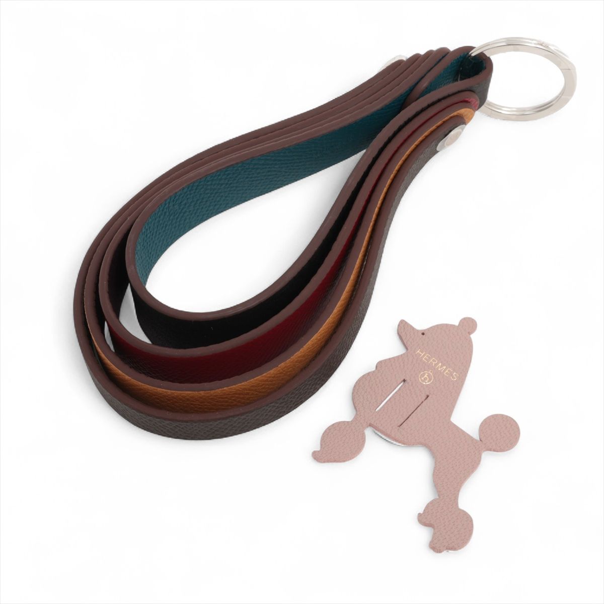【中古】エルメス プティアッシュ 御徒面子惹き付ける なめし革 マルチ色合い キーホルダー