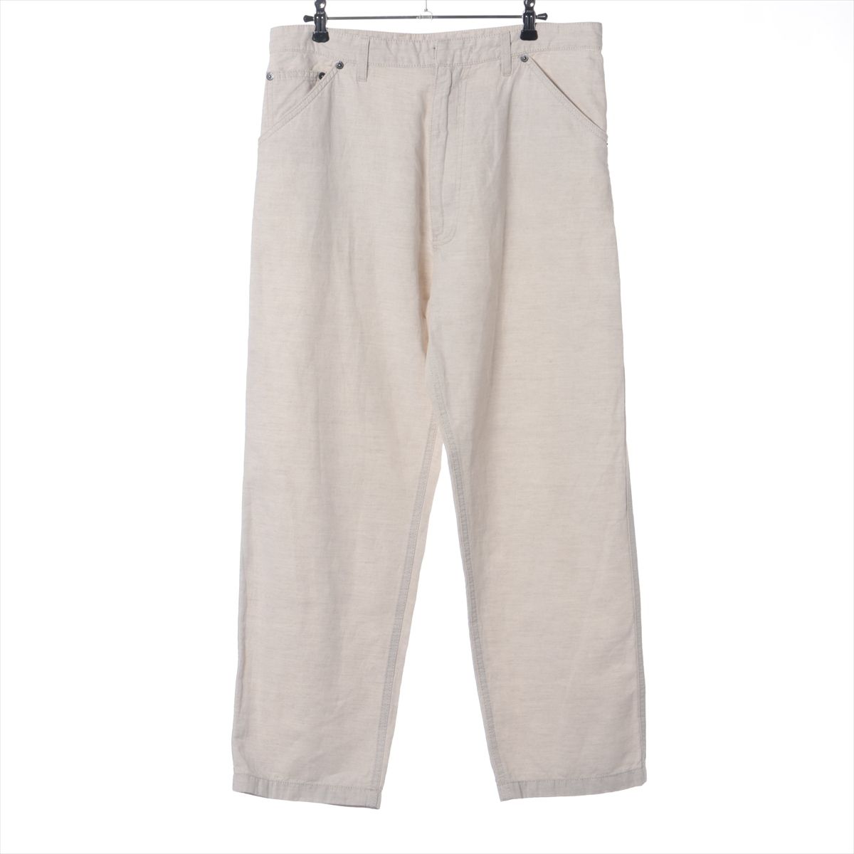 【中古】プラダ 三角形ロゴタイプ 24年 綿織物×リネン ズボン下 XS メンズ 象牙色  GEP403 Loose Fit