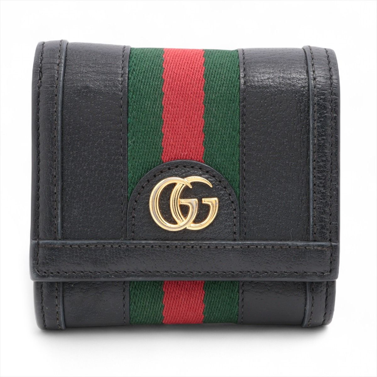 【中古】グッチ GGマーモント オフィディア 598662 PVC×なめし革 コンパクトウォレット 黒いこと