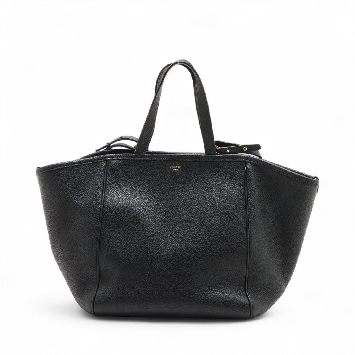 【中古】セリーヌ スモール フォールドカバ なめし革 2WAYトートバッグ 黒いこと