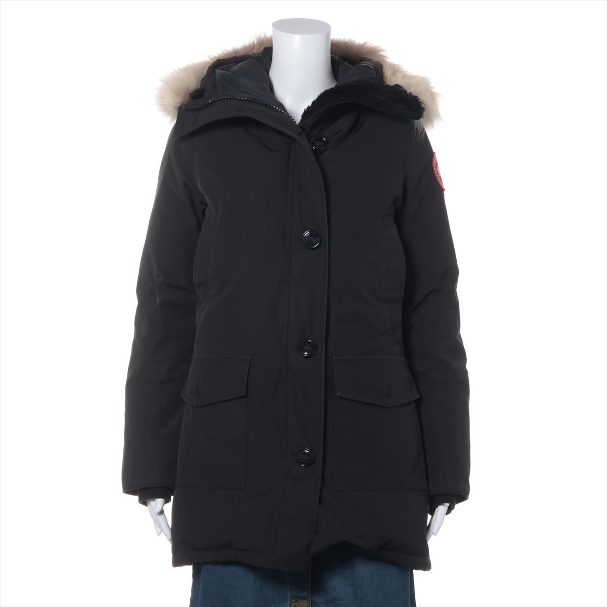 【中古】カナダグース BRONTE 綿織物×ポリエステル 落ちこむ厚地の外套 S レディース 黒いこと   2603JL サザビー 毛革取りはずし可 首回転運動ヨゴレ ラメしがみ付く スレ有