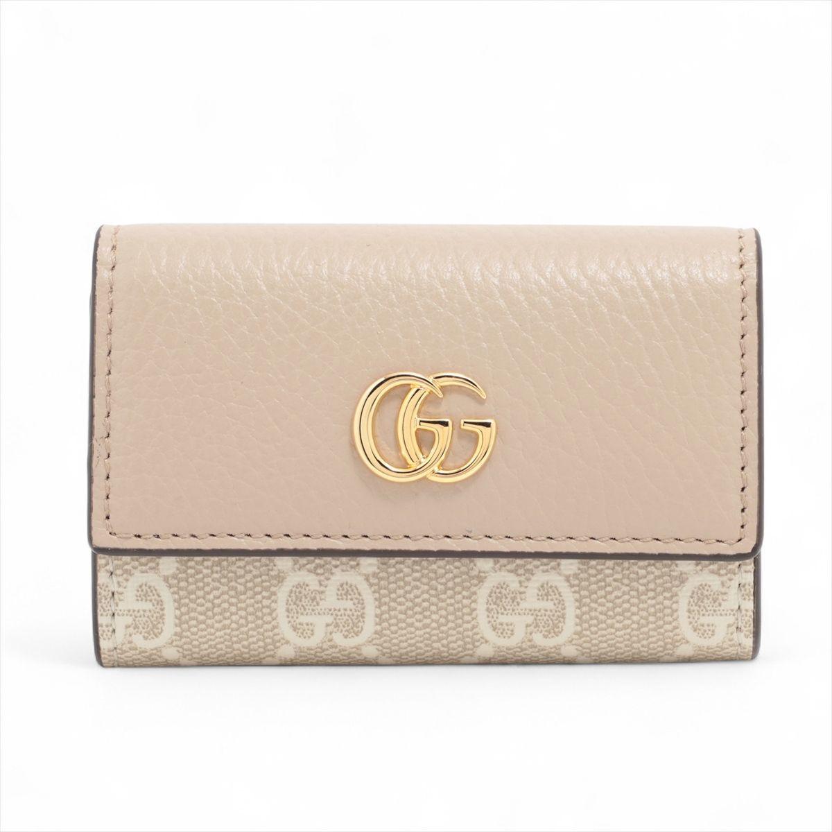 【中古】グッチ GGマーモント 456118 なめし革 手当たり容れもの ベージュ