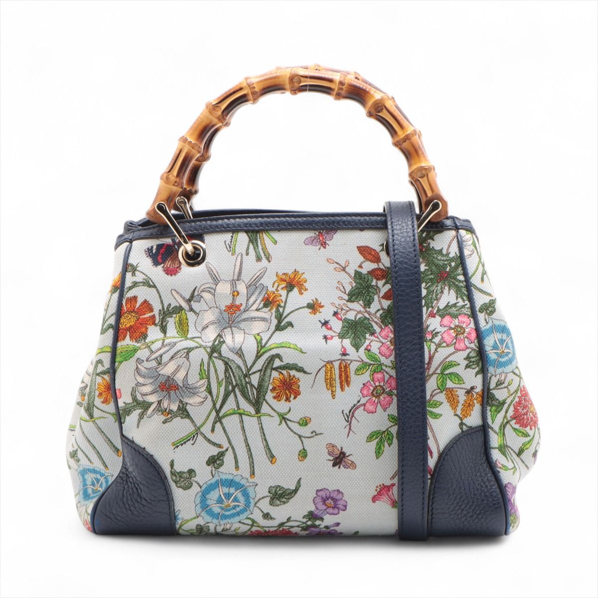 【中古】グッチ GG植物相 バンブー 帆布×なめし革 2WAYハンドバック マルチ色つや 336032