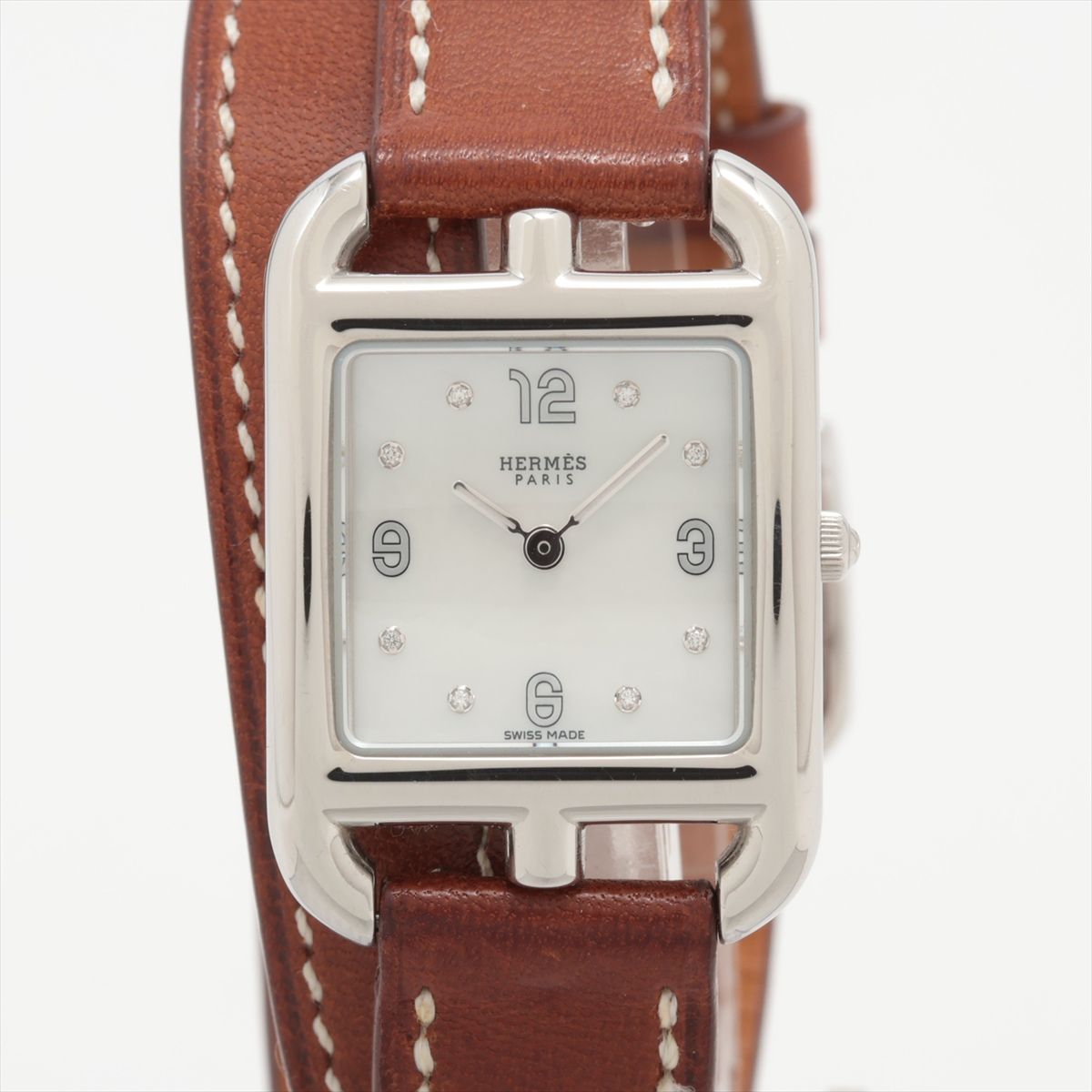 【中古】エルメス ケープコッド CC1.210a SS SS×革 QZ 甲殻文字記号盤 尾錠傷