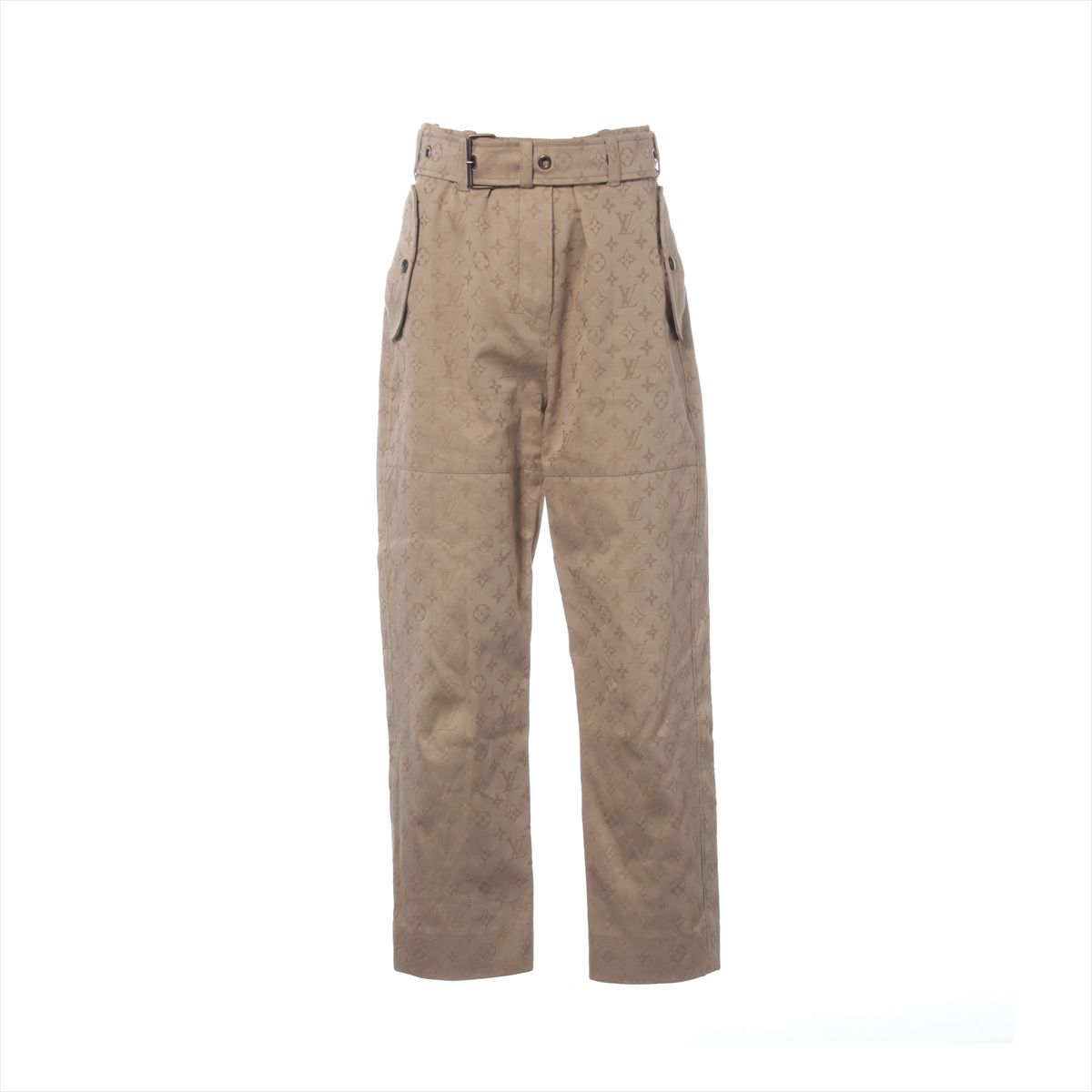 【中古】ヴィトン 21SS コットン パンツ 36 レディース ベージュ RW211W モノグラム ベルト付き｜ALLU 店