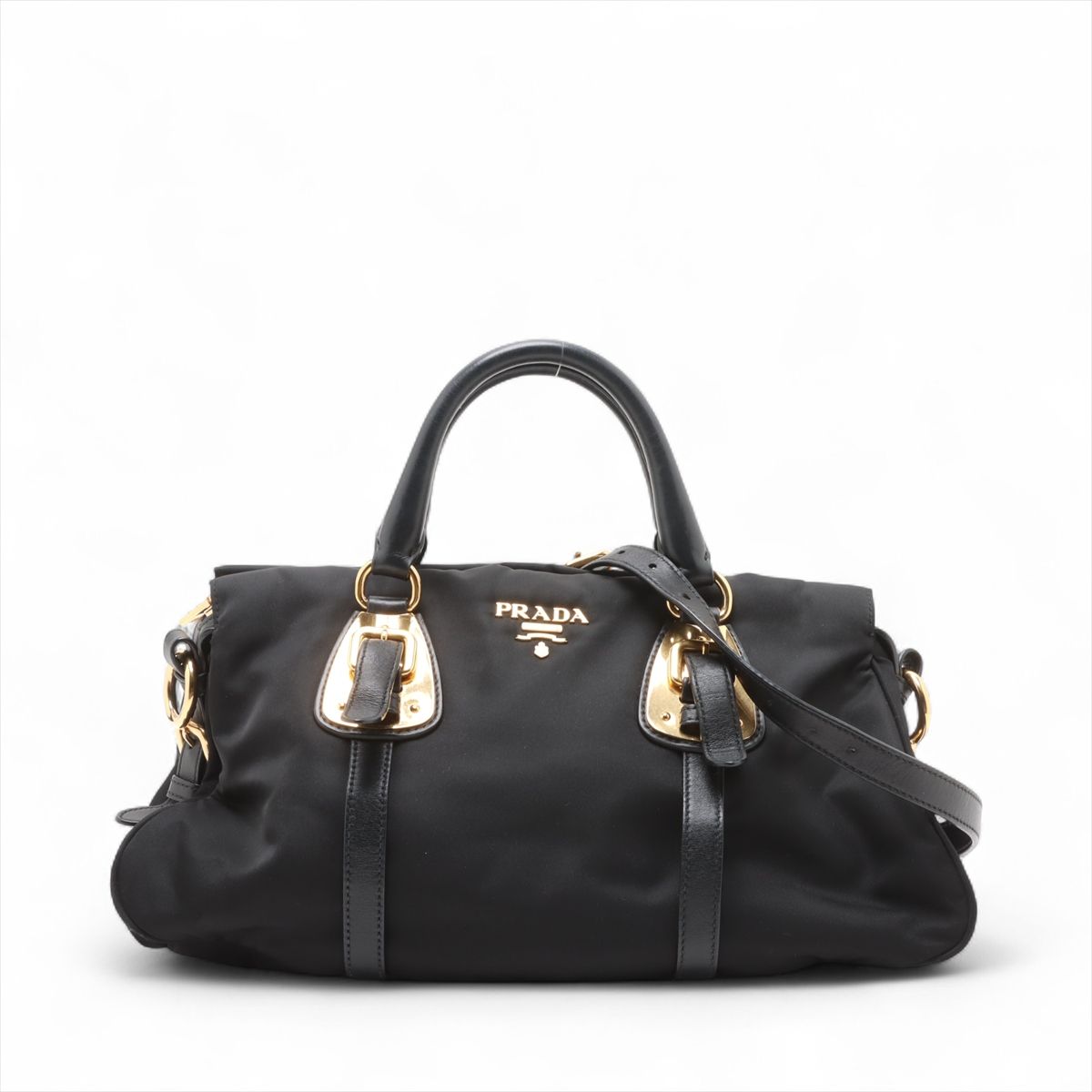 【中古】プラダ テスート ナイロン×なめし革 2WAYハンドバック 黒いこと