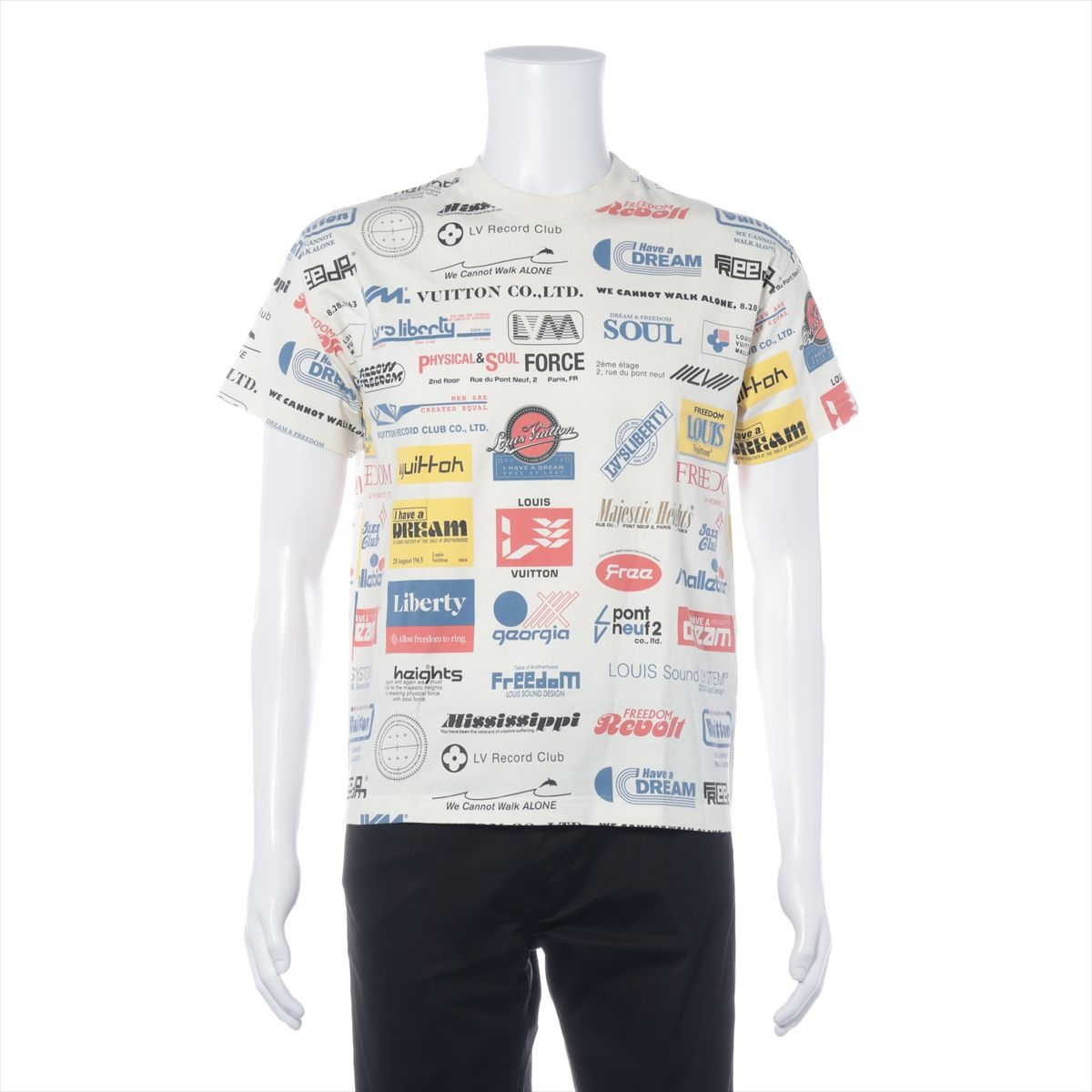 【中古】ヴィトン 19AW 綿織物 ティーシャツ XS メンズ マルチ色つや  RM192M シミ有