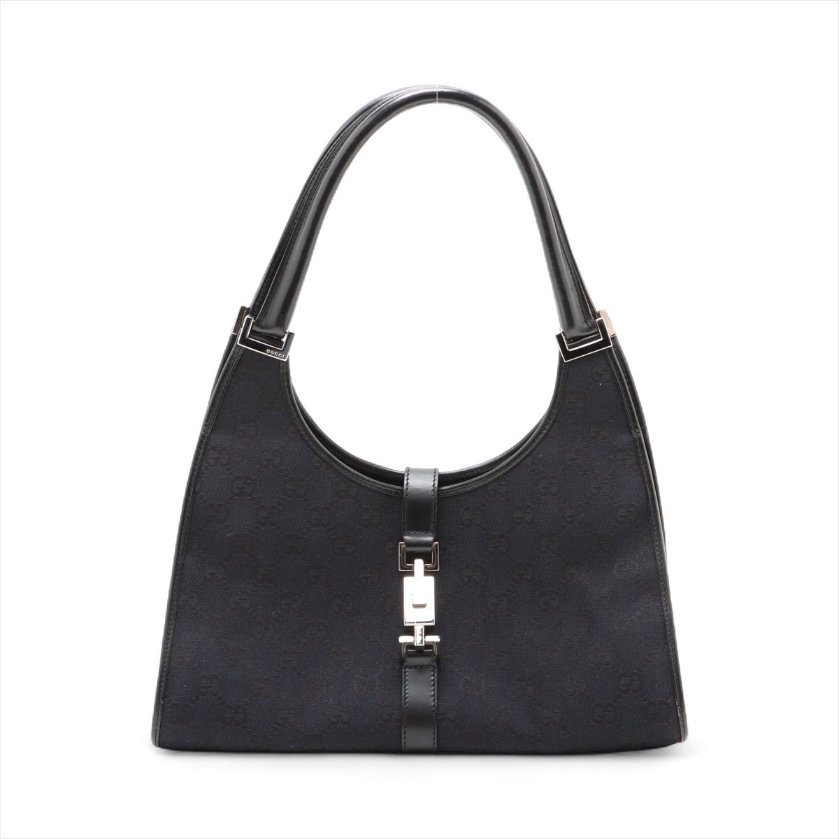 【中古】グッチ GG帆布 ジャッキー 帆布×なめし革 ハンドバック 黒いこと 0021067