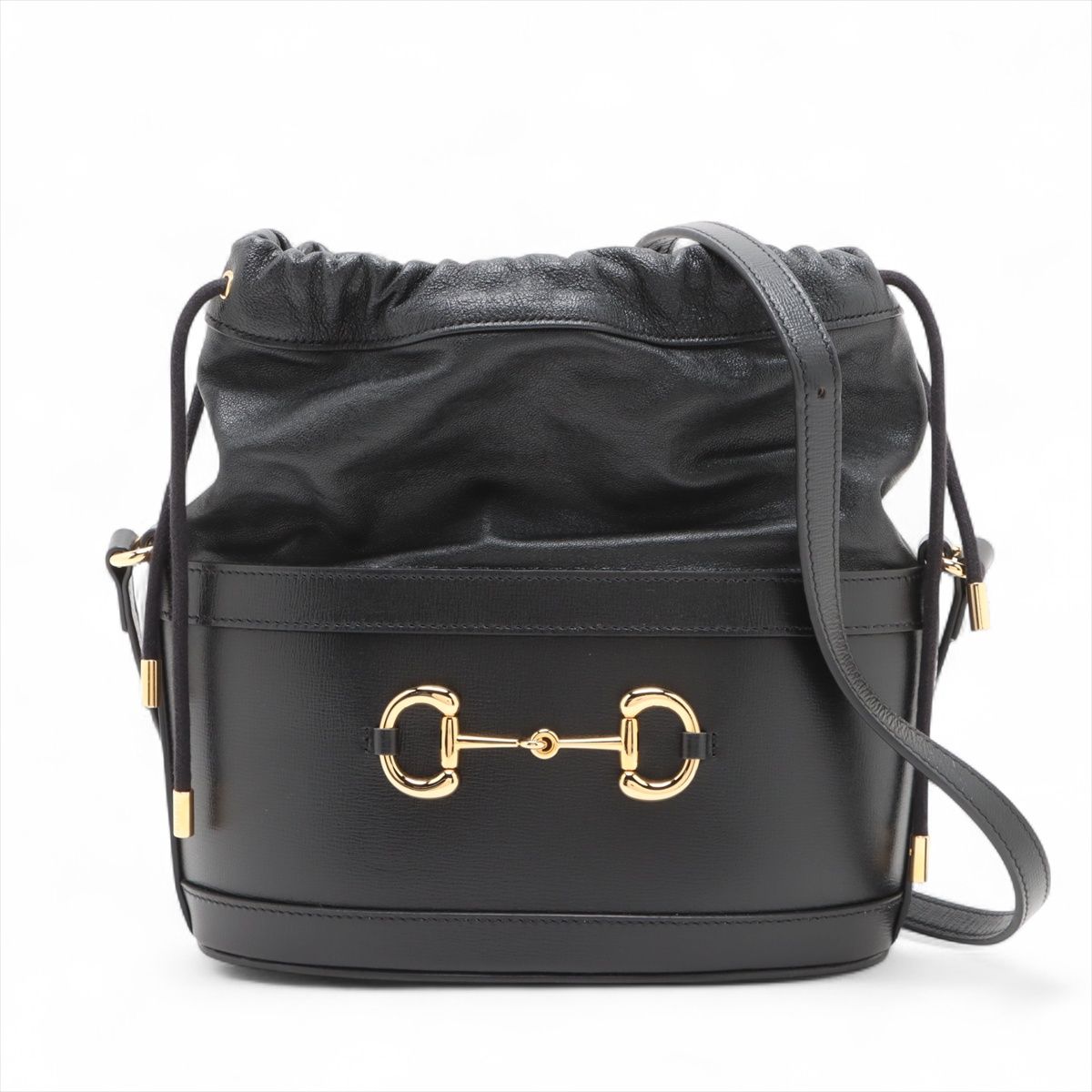 【中古】グッチ 導管ビット1955 なめし革 ショルダーバッグ 黒いこと 602118