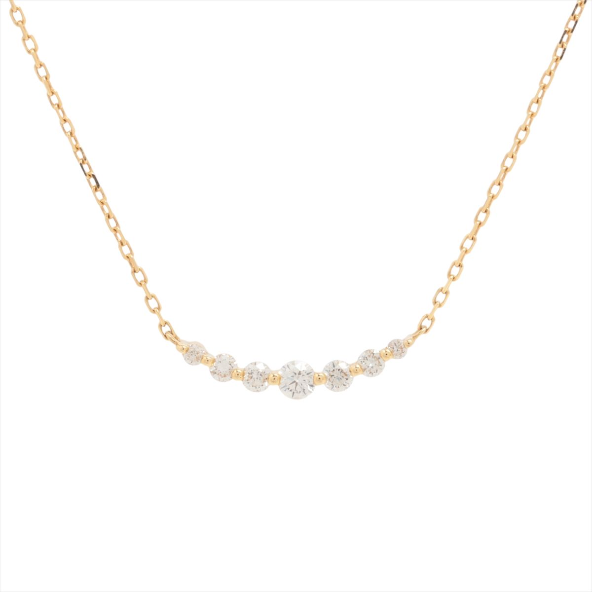 【中古】アガット ダイヤ ネックレス K18(YG) 1.2g 0.1｜ALLU 店