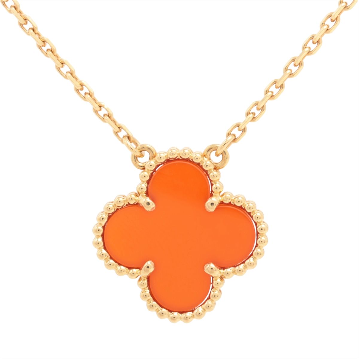 【中古】ヴァンクリーフ&アーペル ヴィンテージアルハンブラ カーネリアン ネックレス 750(YG) 5.2g|ALLU 店