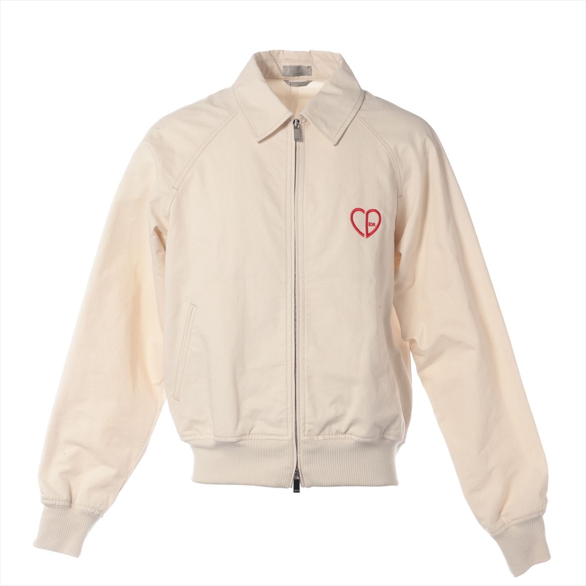 【中古】ディオール 24AW コットン ジャケット 48 メンズ アイボリー 493D486A384X ハート CDロゴ ブルゾン ハンガー付き｜ALLU 店