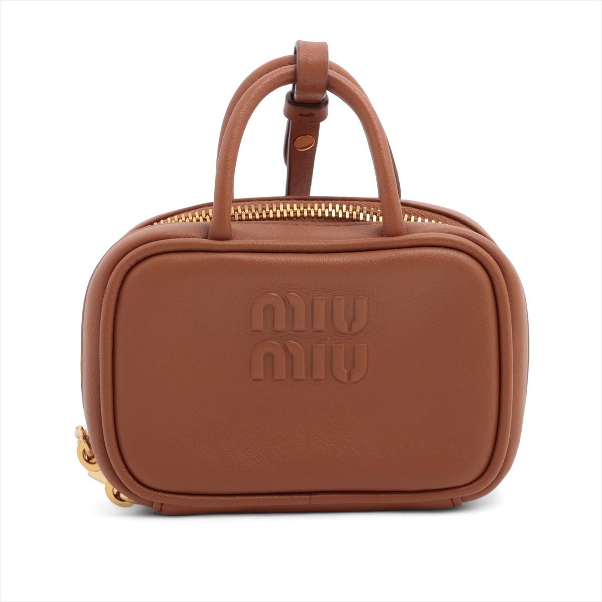 【中古】ミュウミュウ 5NR036 レザー ポーチ ブラウン バックチャーム｜ALLU 店 51,910円