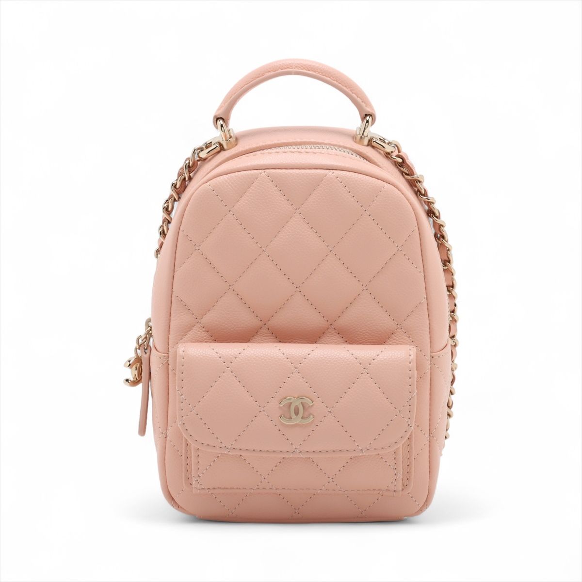 【中古】シャネル マトラッセ キャビアスキン チェーンリュック ピンク ゴールド金具 ランダムシリアル AP3753｜ALLU 店