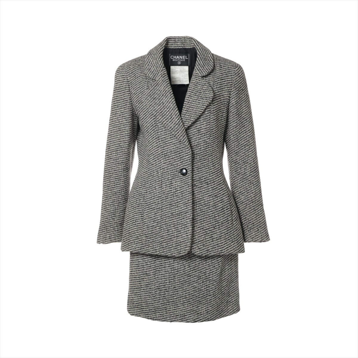 楽天市場】CHANEL シャネル ツイードセットアップ 02年 ネイビー