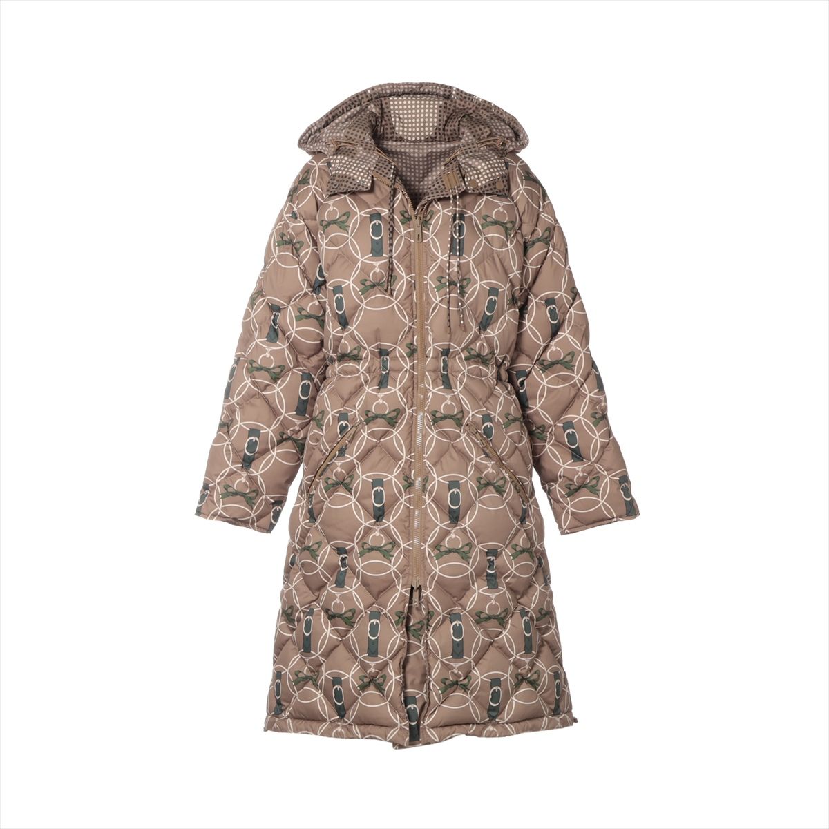 【中古】エルメス ポリエステル 打ち倒す厚地の外套 38 レディース 赤銅色  2H0150D5 La Promenade du Matin 朝のほっつき歩く リヴァーシブル ブランド名下げ札に消し印あり レディースファッション-コート・ジャケット