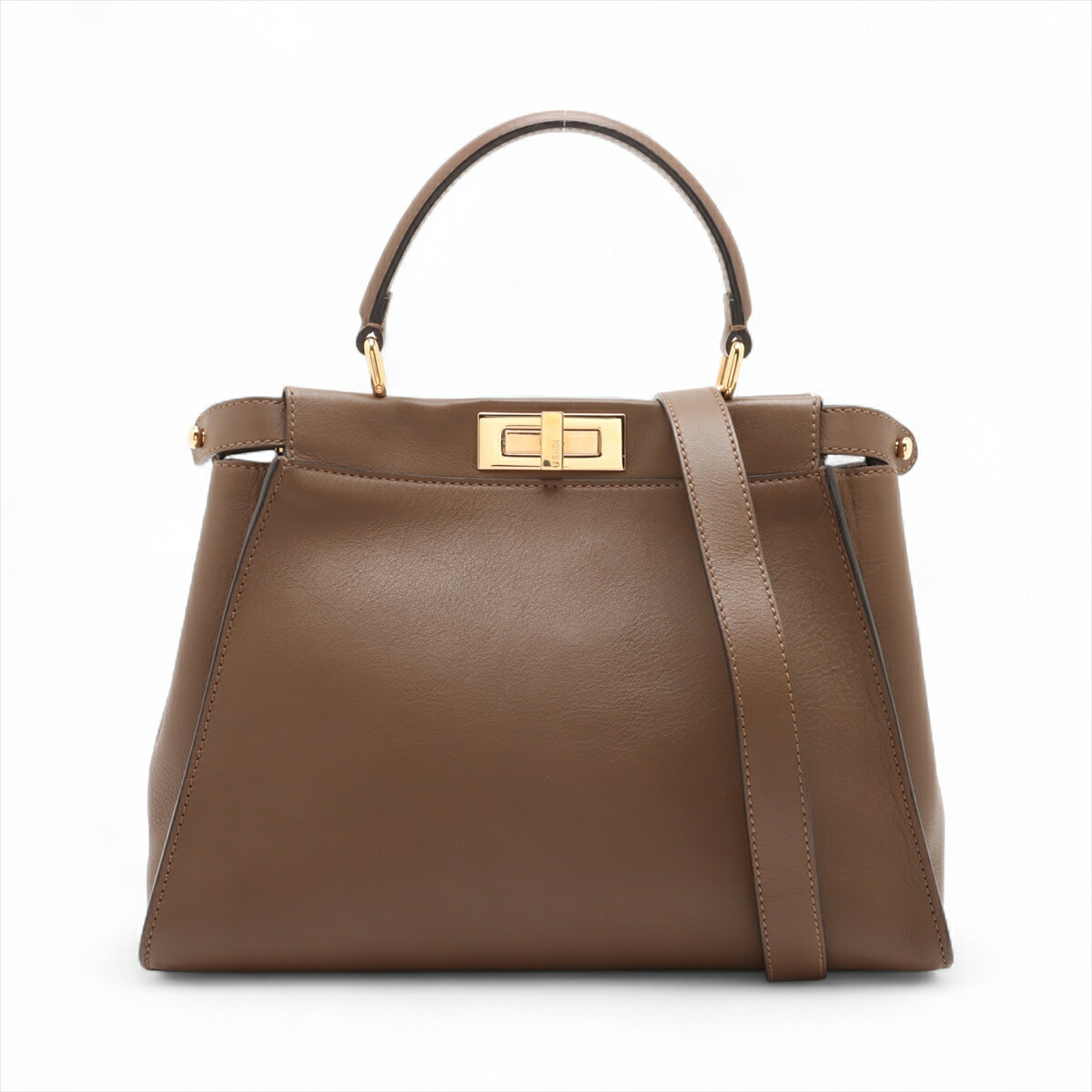 フェンディ ピーカブー　エッセンシャリー ブラウン ハンドバッグ　8BN302 フェンディ ピーカブーエッセンシャリー ブラウン ハンドバッグ8BN302