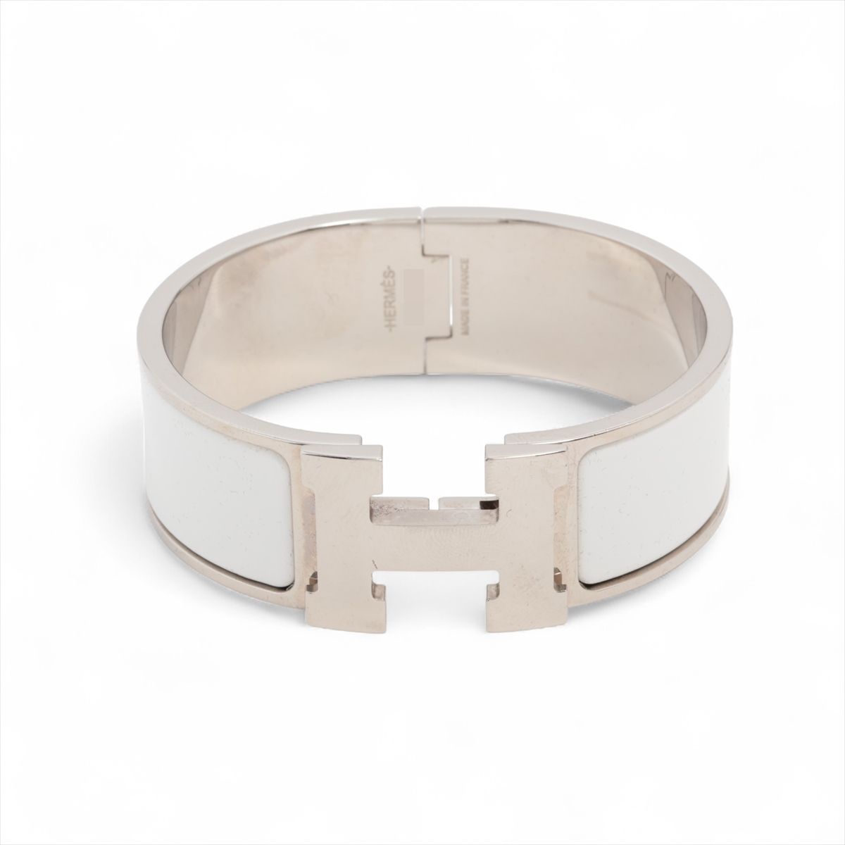 【中古】エルメス クリッククラック Hバングル FI1108 バングル GP ホワイト×シルバー|ALLU 店