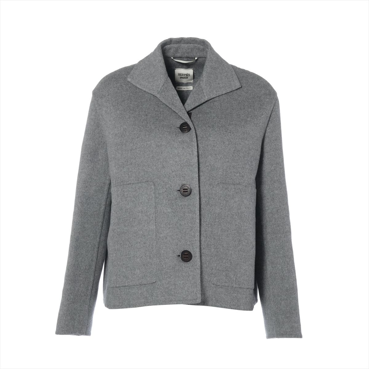 【中古】エルメス 20AW カシミヤ ショートコート 34 レディース グレー 07-7104 海外並行輸入品