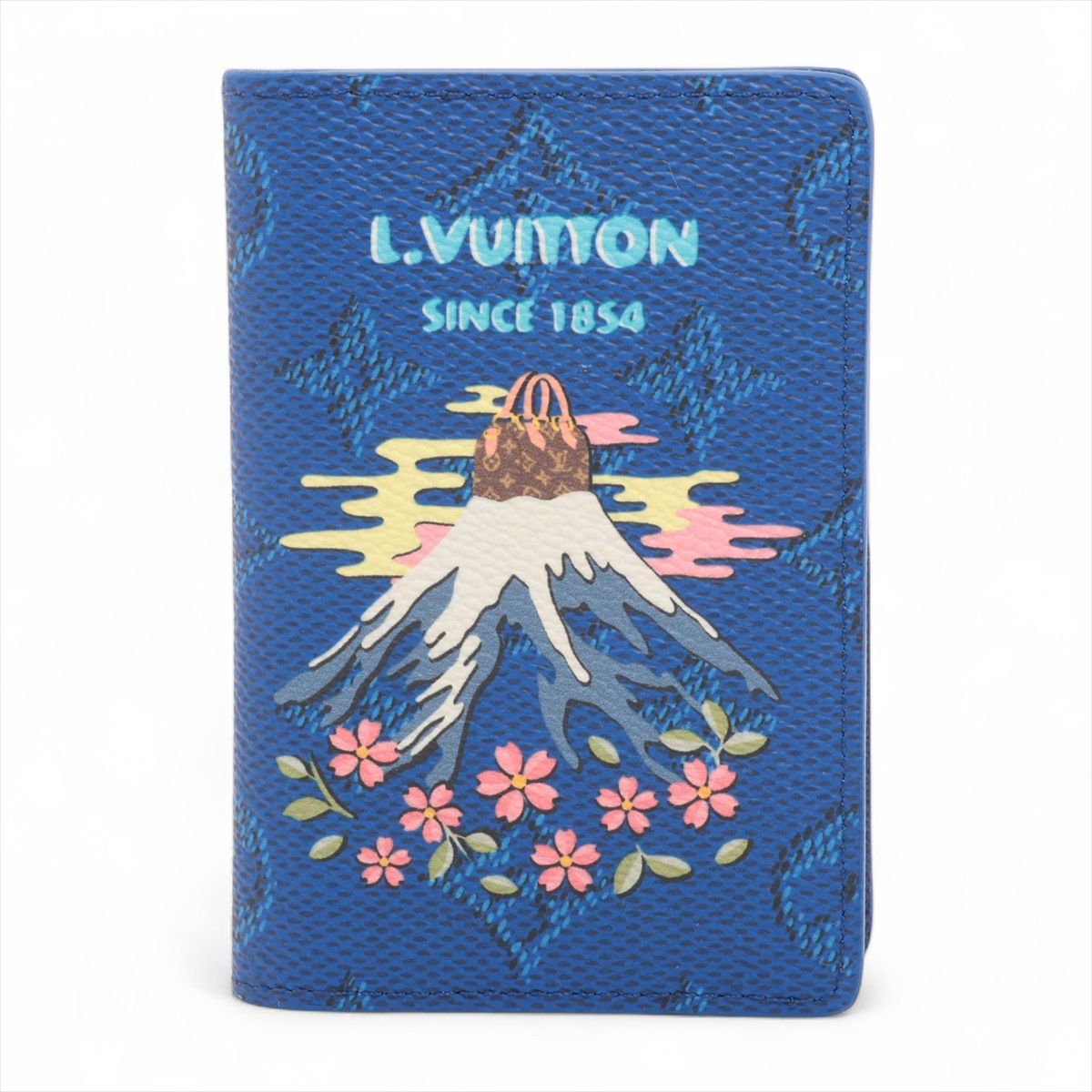 【中古】ヴィトン×NIGO モノグラム 帆布 ポケットオーガナイザー M25972 歌留多容れもの 青碧 2025年春夏メンズ 寄せあわせ 富士山 RFID化学反応あり