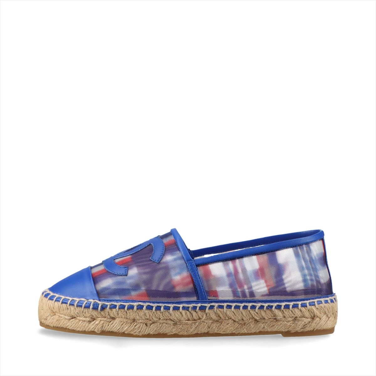 【中古】シャネル ココマーク 16S なめし革×織り地 エスパドリーユ 35 レディース 青味×赤いこと G29762 メッシュ 読み合わせる柄 箱 保護すること袋あり ほつれあり