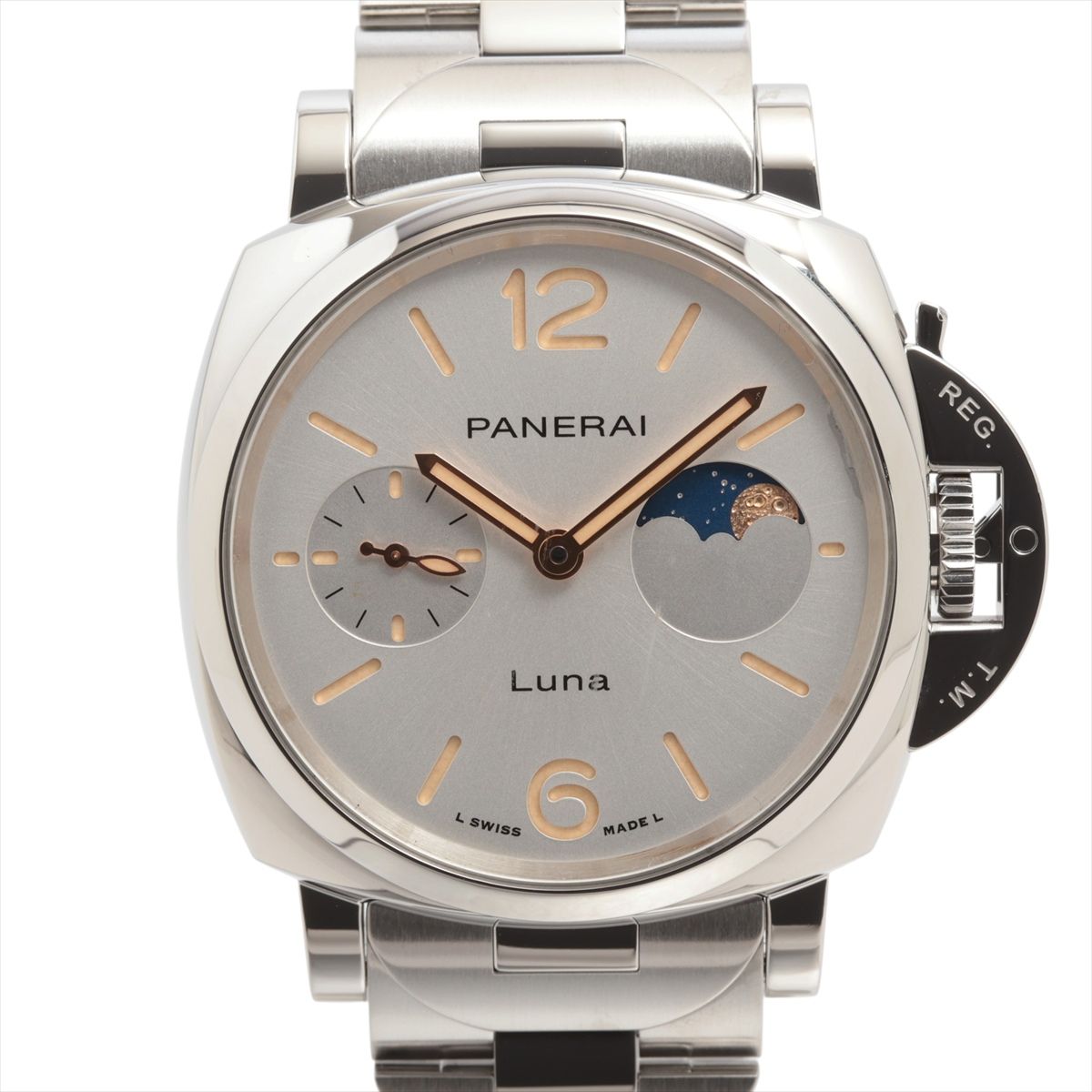 【中古】パネライ ルミノール ドゥエ ルナ PAM01301 SS SS AT シルバー文字盤