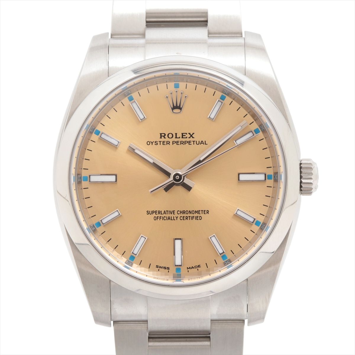 【中古】ロレックス オイスターパーペチュアル 114200 SS SS AT ホワイトグレープ文字盤