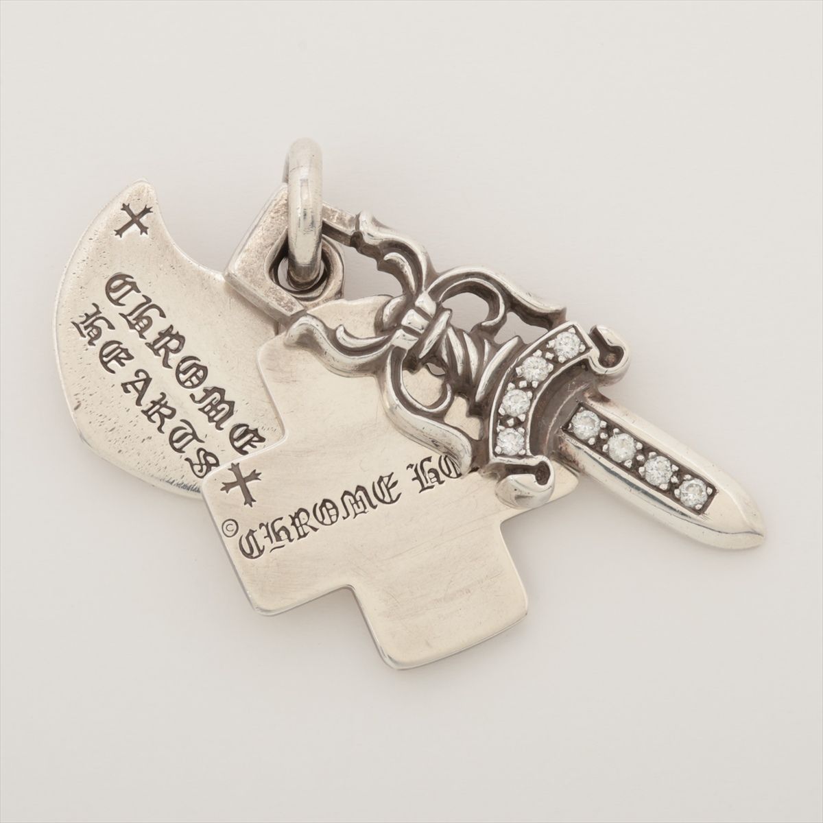 【中古】クロムハーツ スリートリンケッツ ペンダントトップ 925 27.4g パヴェダイヤ