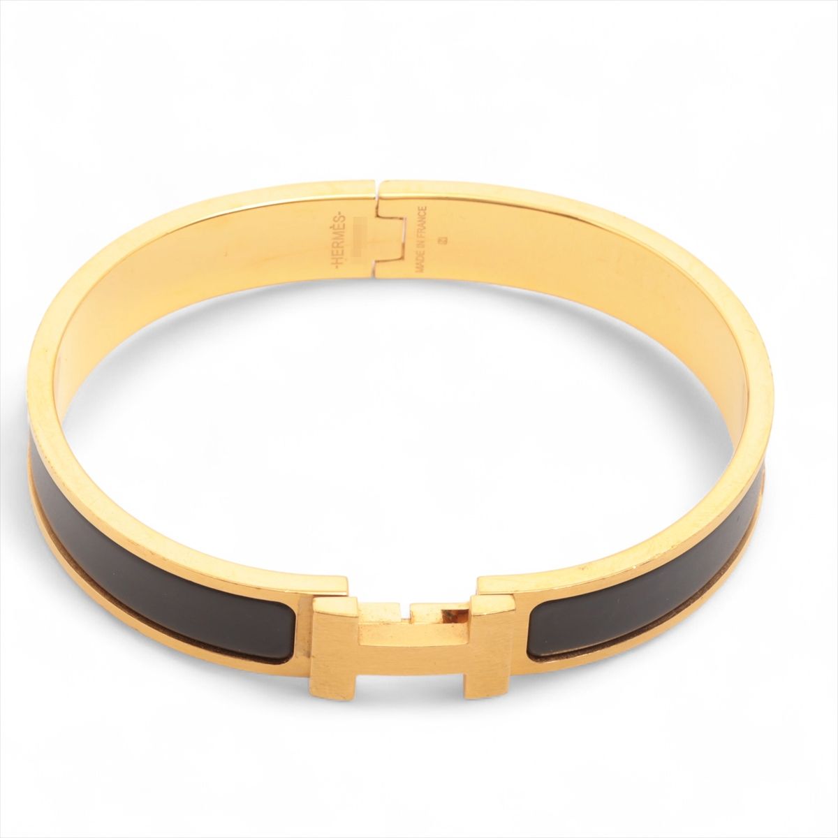 【中古】エルメス クリックHH ファン ブレスレット GP ゴールド×ブラック