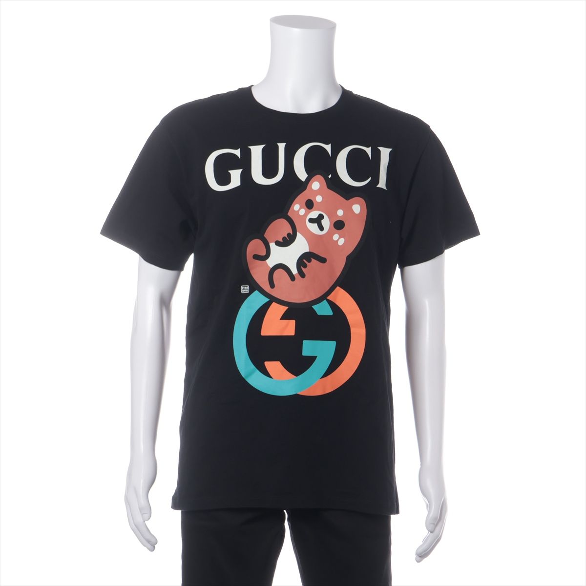 【中古】グッチ インターロッキングG コットン Tシャツ S メンズ ブラック 548334 Pikarar Angela Nguyen アニマルプリント 首回りスレ有