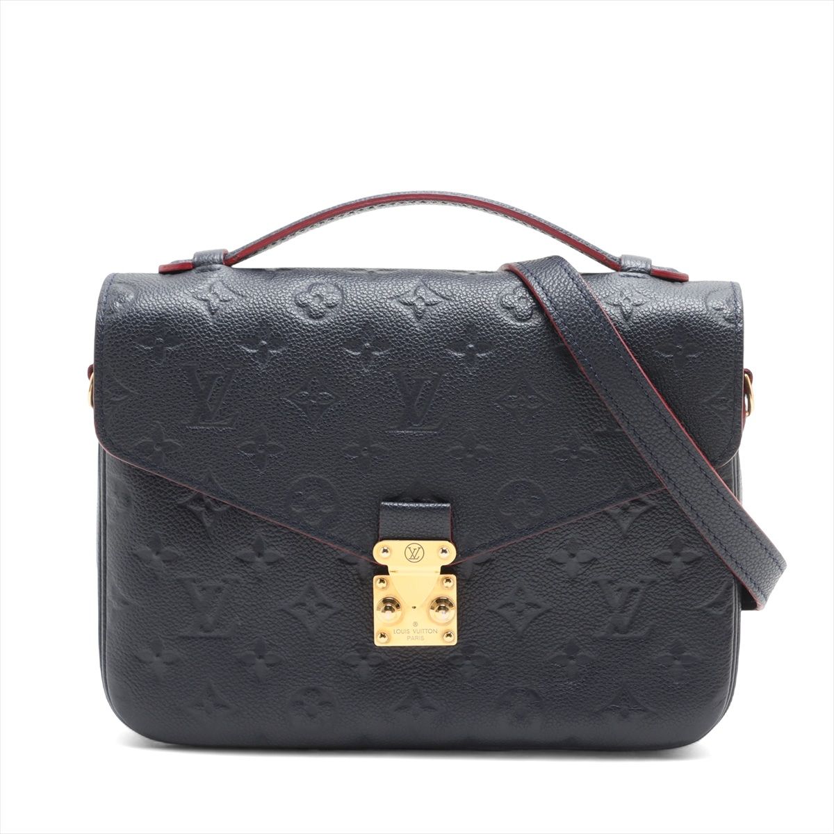 【中古】ヴィトン モノグラムアンプラント ポシェット メティス MM M44071 ネイビー×レッド