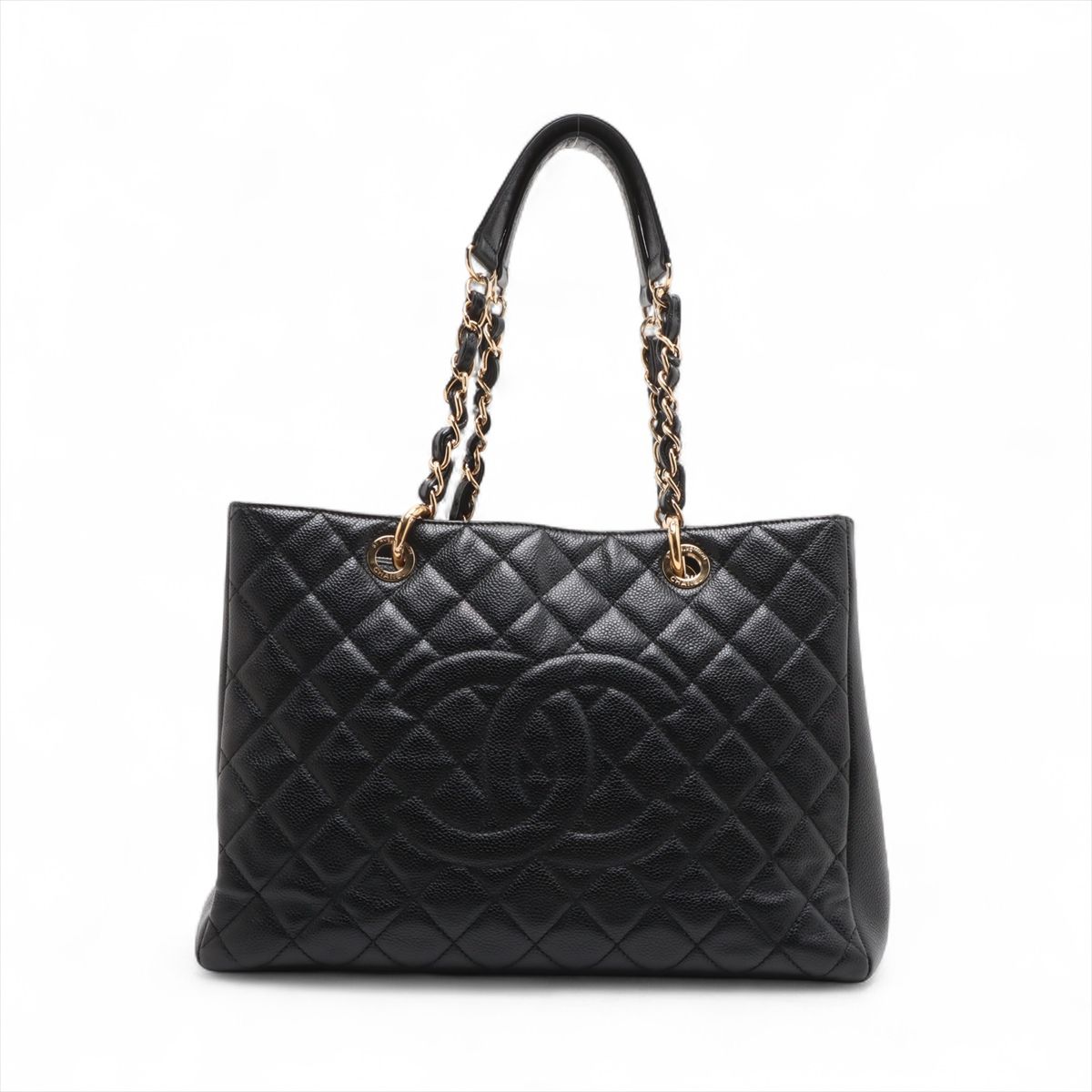 【中古】シャネル GST キャビア人はだ チェーントートバッグ 黒いこと ゴールド金具 19番台