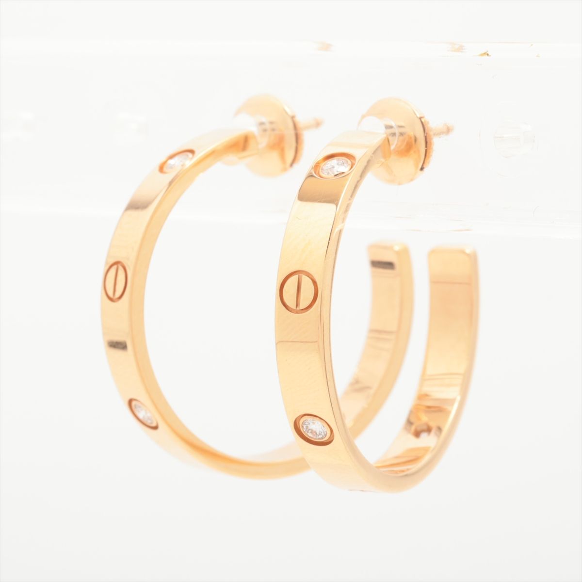 【中古】カルティエ 優しいこと 二分の一 金剛石 ピアス 750(PG) 9.4g