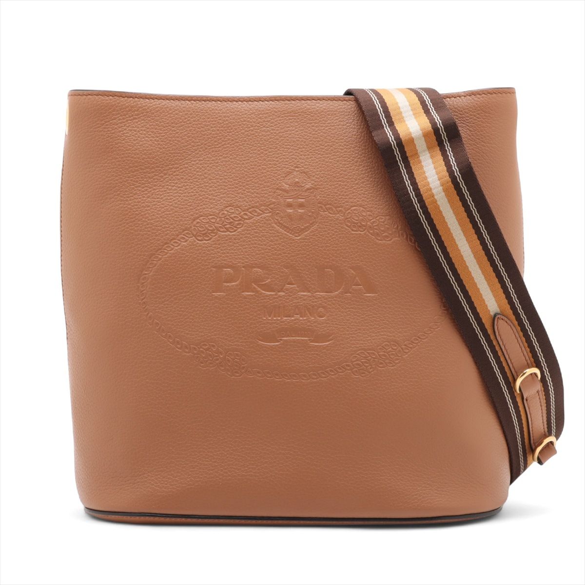 【中古】プラダ ヴィッテロフェニックス なめし革 ショルダーバッグ 赤銅色 1BE057
