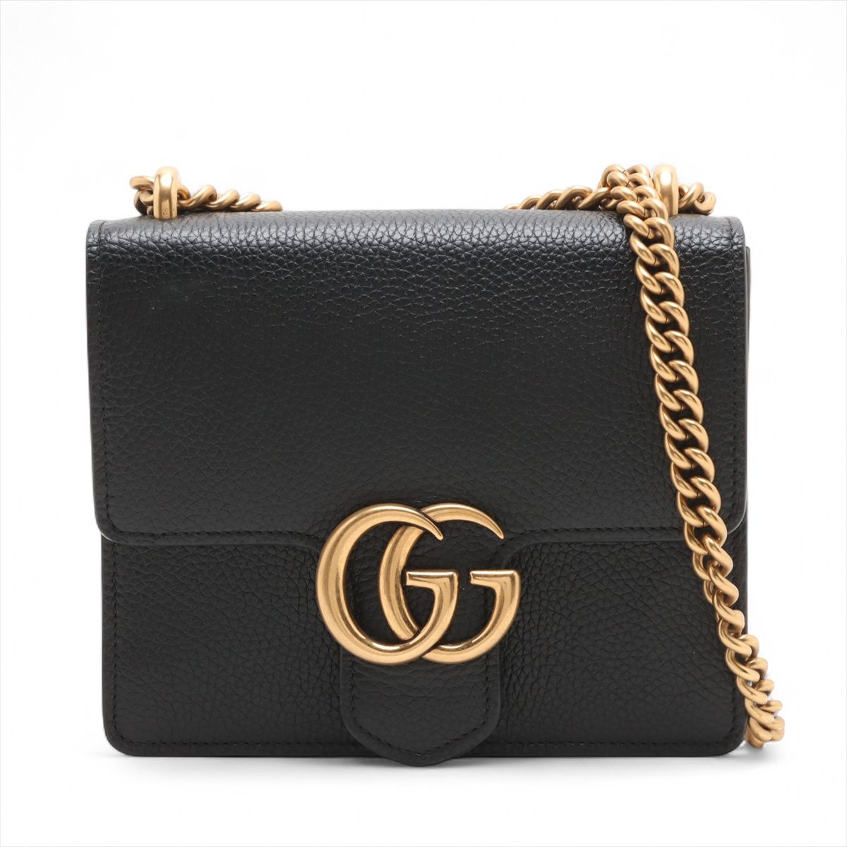【中古】グッチ GGマーモント なめし革 チェーン店ショルダーバッグ 黒いこと 779790 逃げ口