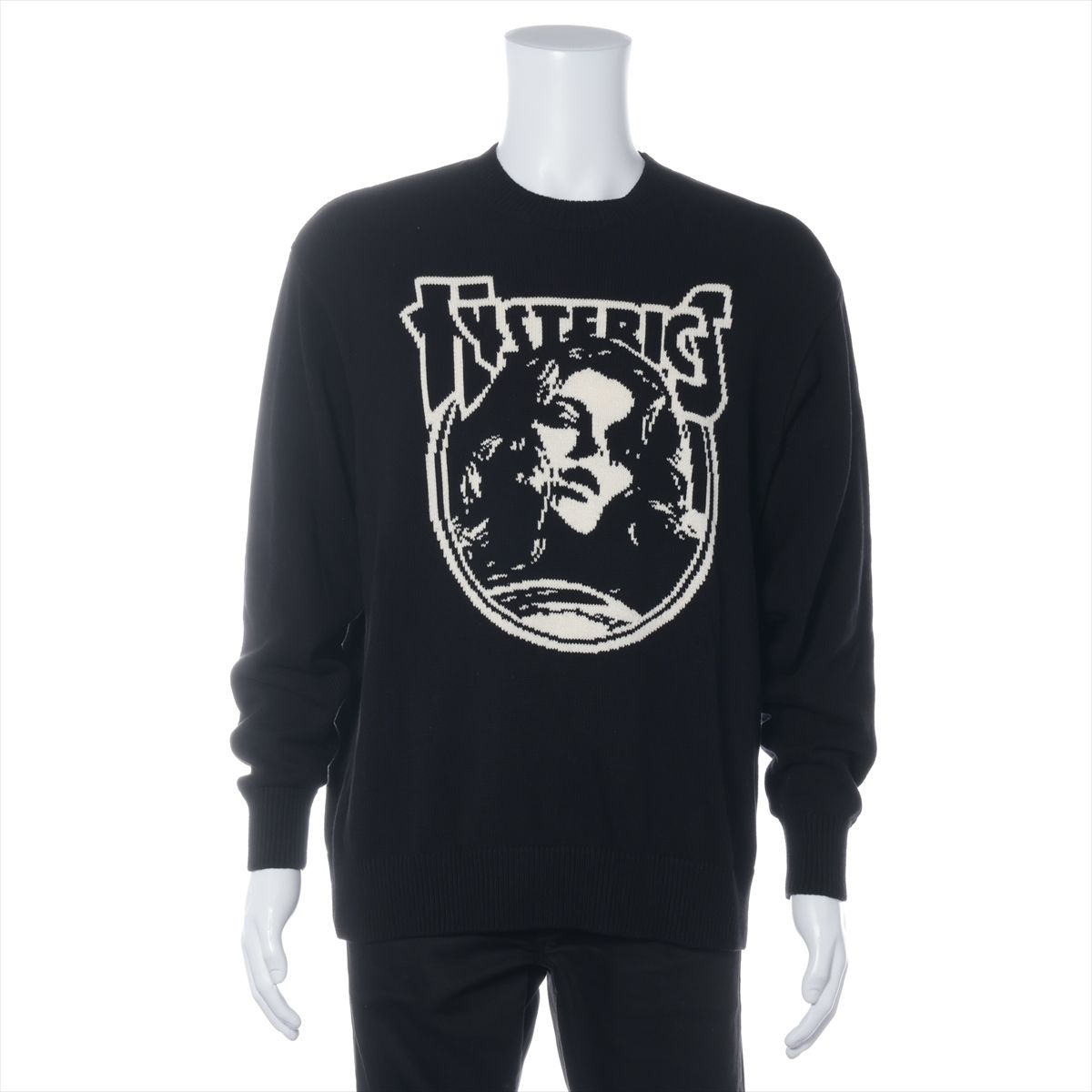 【中古】ヒステリックグラマー コットン ニット L メンズ ブラック 02253NS01 ENDLESS ROCK CREWKNIT スレ 毛玉あり