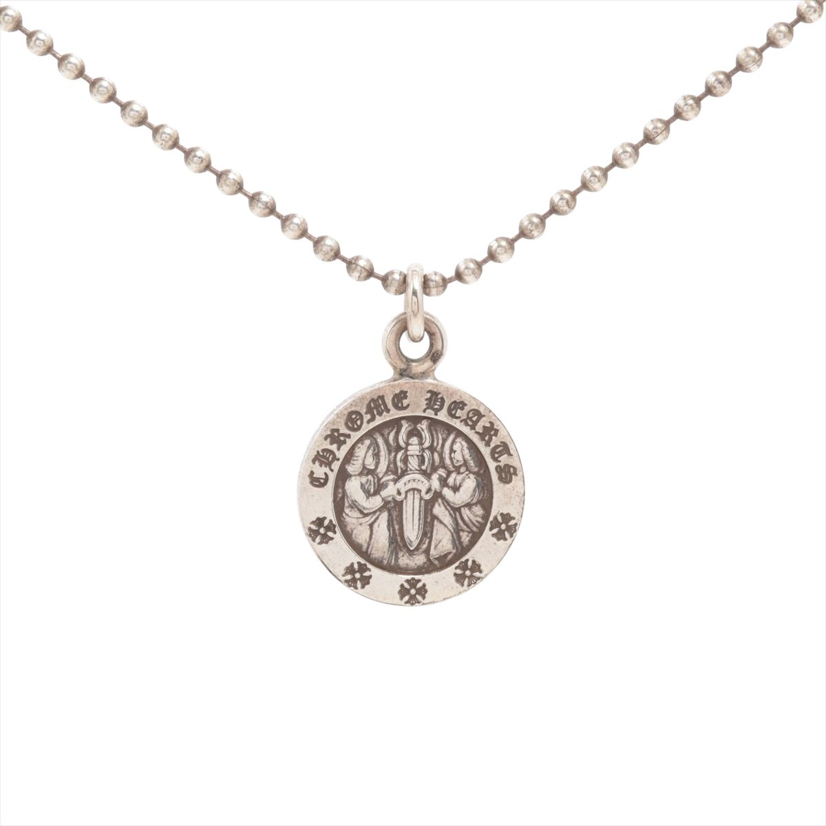 【中古】クロムハーツ エンジェルメダルチャーム V2 首飾り 925 11.1g どんぶり鉢チェーン店付