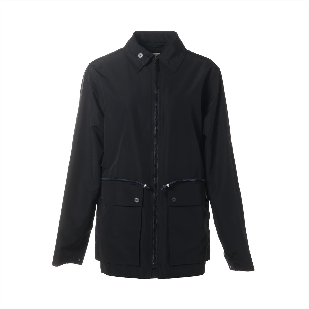 【中古】エルメス 25年 羊毛×ナイロン ナイロン上衣 34 レディース 黒いこと  5H0151DV セリエボタン ハンガー ガーメント付き添い人