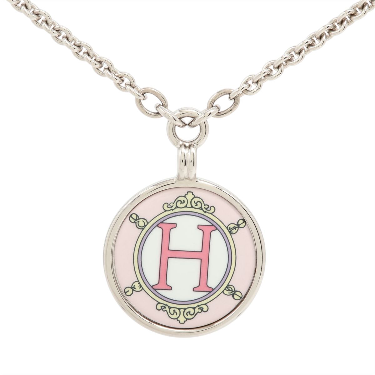 【中古】エルメス メダイユ ブラゾンPM ネックレス GP シルバー&times;ピンク｜ALLU 店