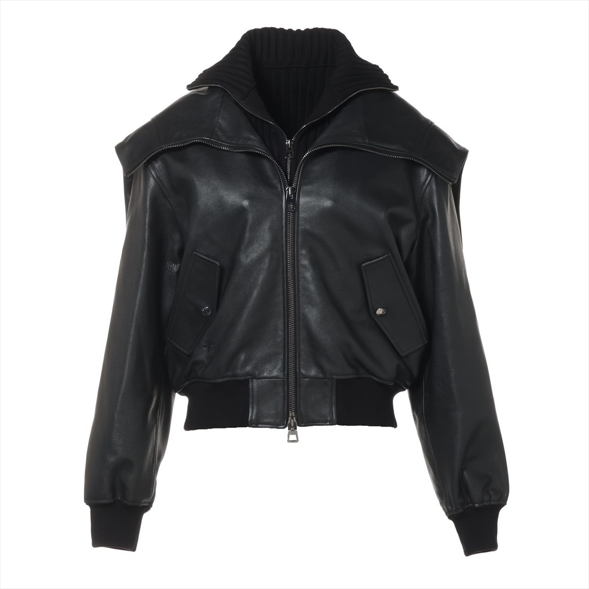【中古】ディオール 25AW 聖処女マリア グラツィア キウリ なめし革 なめし革上衣 I38 レディース 黒いこと  555C37A1008 ビー刺しゅう 編み物取りはらい可 ガーメント ハンガー付き添い人